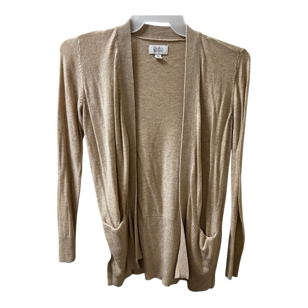 ❤️3/$15 Croft & Barrow Light Brown Cardigan Sweater PXS
